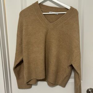 Zara camel v neck sweater